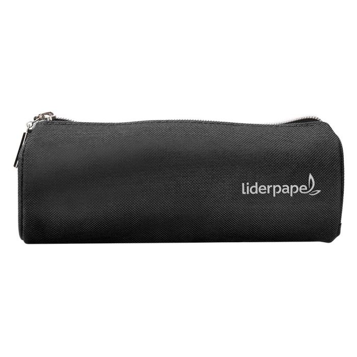 Bolso Escolar Portatodo Liderpapel Cilindrico Con 2 Cremalleras Negro 205x75x75 mm 4