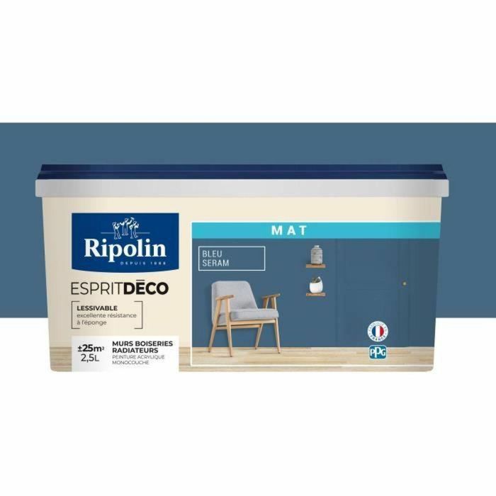 Pintura color azul mate seram para paredes interiores Ripolin 2.5L 5 Pintura color azul mate seram para paredes interiores Ripolin 2.5L 5