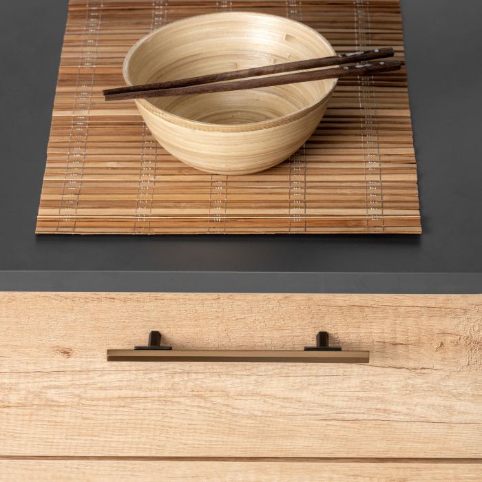 Emuca Lote de 5 tiradores para mueble Riad, L168mm, intereje 128mm, Aluminio, Bronce 2 Emuca Lote de 5 tiradores para mueble Riad, L168mm, intereje 128mm, Aluminio, Bronce 2