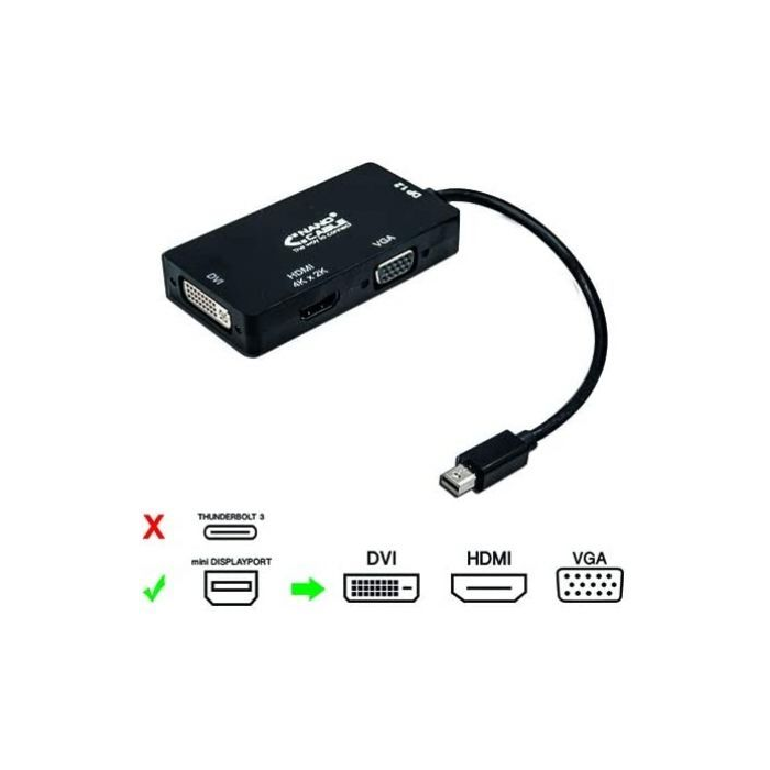 Cable Conversor Nanocable 10.16.3302-BK/ Mini Displayport Macho - VGA Hembra/ HDMI Hembra/ DVI Hembra 2 Cable Conversor Nanocable 10.16.3302-BK/ Mini Displayport Macho - VGA Hembra/ HDMI Hembra/ DVI Hembra 2