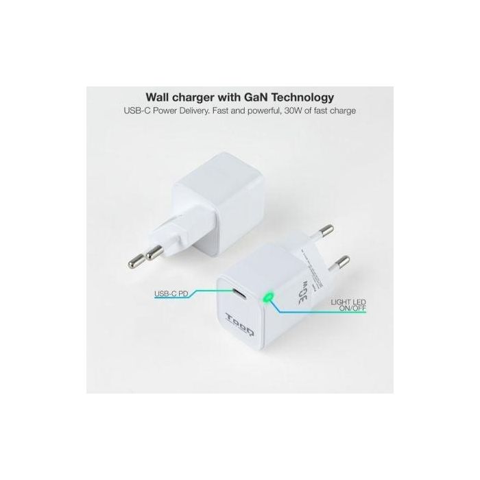 TOOQ CARGADOR DE PARED GAN USB-C/PD 30W 1 TOOQ CARGADOR DE PARED GAN USB-C/PD 30W 1