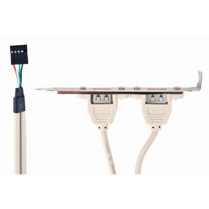 Gembird CCUSBRECEPTACLE Tarjeta y Adaptador de Interfaz Interno USB 2.0 para Doble Conexión a Placa Base 0,25m Cable Gris/Metálico