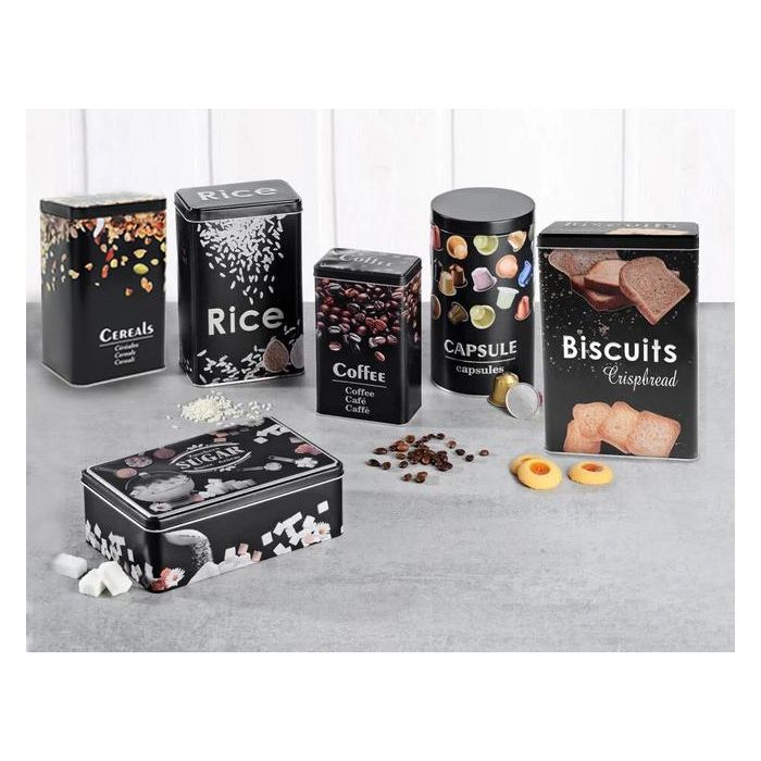 Bote de Metal para Cereales Quttin 10x10x17.5 cm (12 Unidades) 2 Bote de Metal para Cereales Quttin 10x10x17.5 cm (12 Unidades) 2