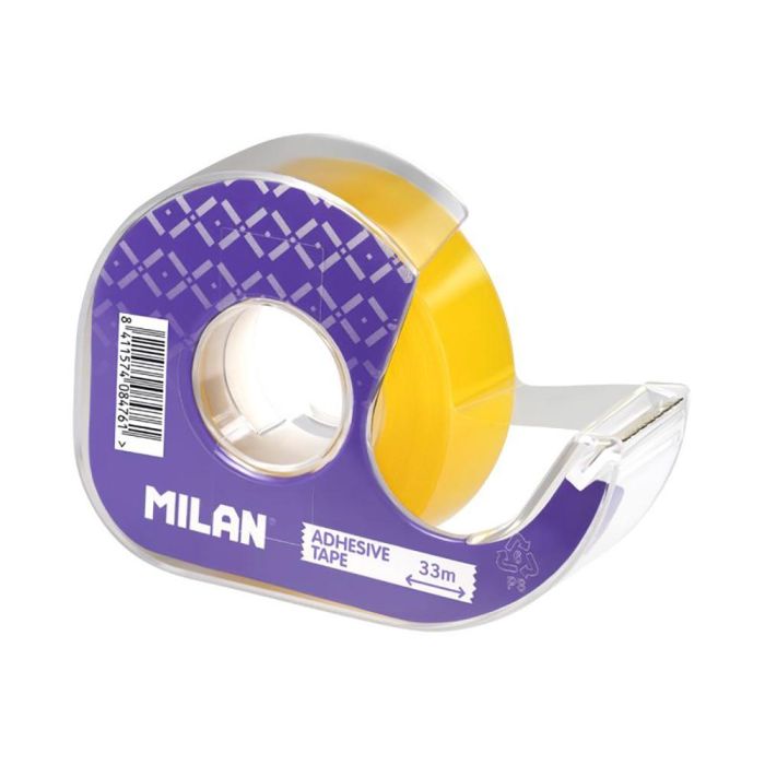 Blíster cinta adhesiva transparente 19mm x 33m con dispensador milan 1