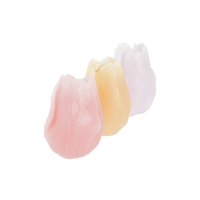 DKD Home Decor Vela Decorativa Shabby de Cera con Tulipán 304 gr, Colores Naranja Rosa Lila Surtidos, 5x7x5 cm, Pack de 6 Unidades 2