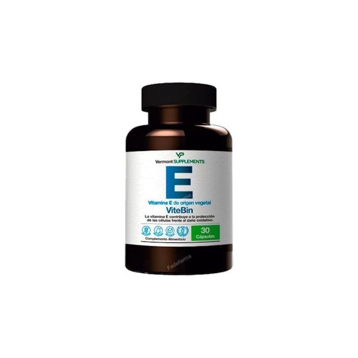 Vitebin Vitamina E natural 400 UI, 30 cápsulas. Antioxidante, protege las células y combate el envejecimiento.