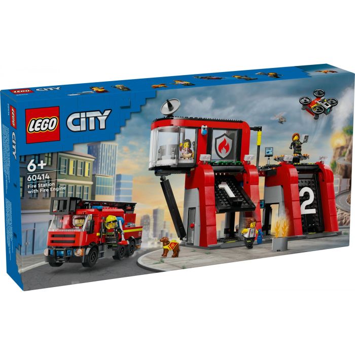 LEGO 60414 City Set de Construcción Estación de Bomberos y Camión de Bomberos con Figura de Perro y 5 Minifiguras 9