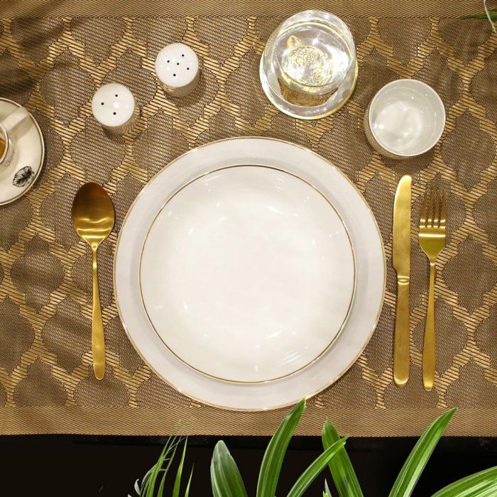 Home Deco Factory Plato Hondo Lounge Con Ribete Dorado 21cm 3