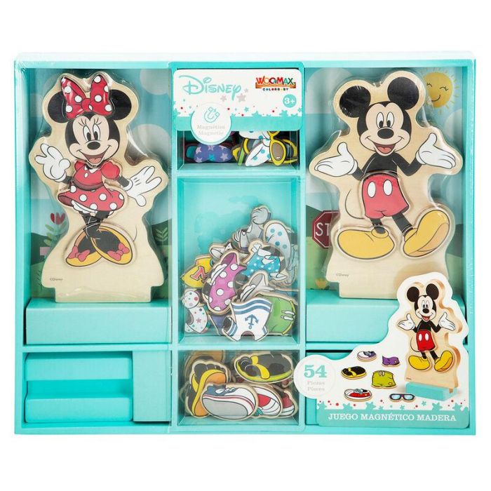 Woomax Juego Magnético de Madera Vestidos Minnie Disney - 54 Piezas para Niños +3 Años