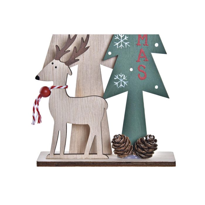 DKD Home Decor Figura Decorativa Navideña Árbol de MDF Tradicional Colores Verde y Natural 32 cm Alto (8 Unidades) 2