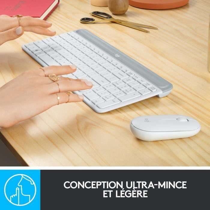 LOGITECH - Juego de teclado + mouse inalámbricos MK470 - AZERTY - Blanco 2 LOGITECH - Juego de teclado + mouse inalámbricos MK470 - AZERTY - Blanco 2