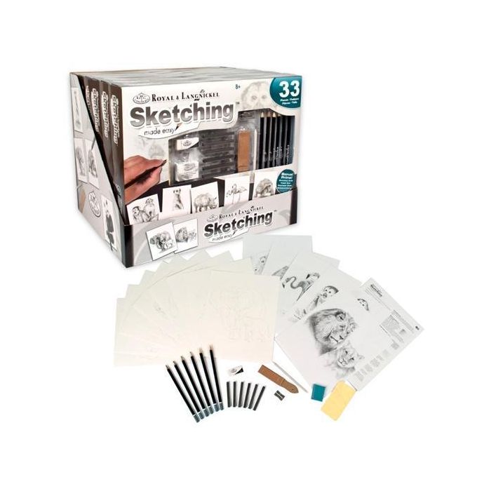 Royal Langnickel Juego de Arte para Sketching Adventure Made Easy, Caja de 9 Dibujos para Principiantes