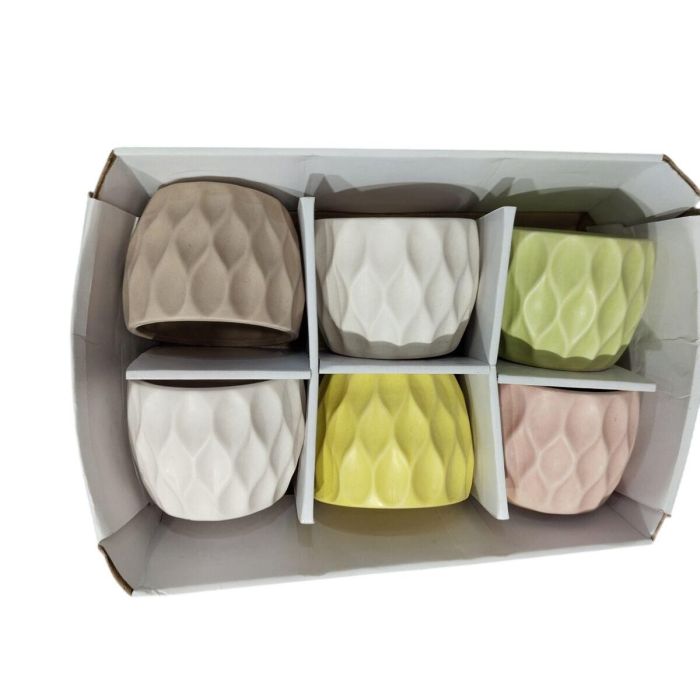 Macetero Home ESPRIT Amarillo Blanco Verde Rosa Dolomita Rombos 12 x 12 x 10 cm (6 Unidades) 1 Macetero Home ESPRIT Amarillo Blanco Verde Rosa Dolomita Rombos 12 x 12 x 10 cm (6 Unidades) 1