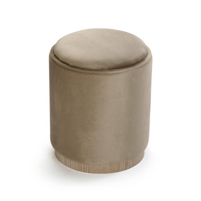 Puff con almacenamiento y bandeja Velvet Beige VERSA 42x35 cm Puff con almacenamiento y bandeja Velvet Beige VERSA 42x35 cm