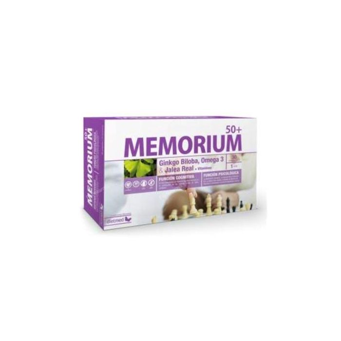 DIETMED Memorium 50+ 30Amp. Suplemento para la memoria con Jalea Real, Omega 3, Ginkgo Biloba y Zinc para la función cognitiva.