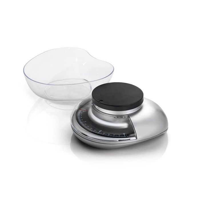 Laica LC7107 Báscula de Cocina Mecánica con Diseño Italiano, Tazón Grande, Acabado Cromado, 3Kg Máx.