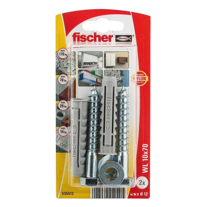 Fischer Tacos ø10 x 80 mm + Tornillos ø10 x 80 mm, Blister 2 uds 1