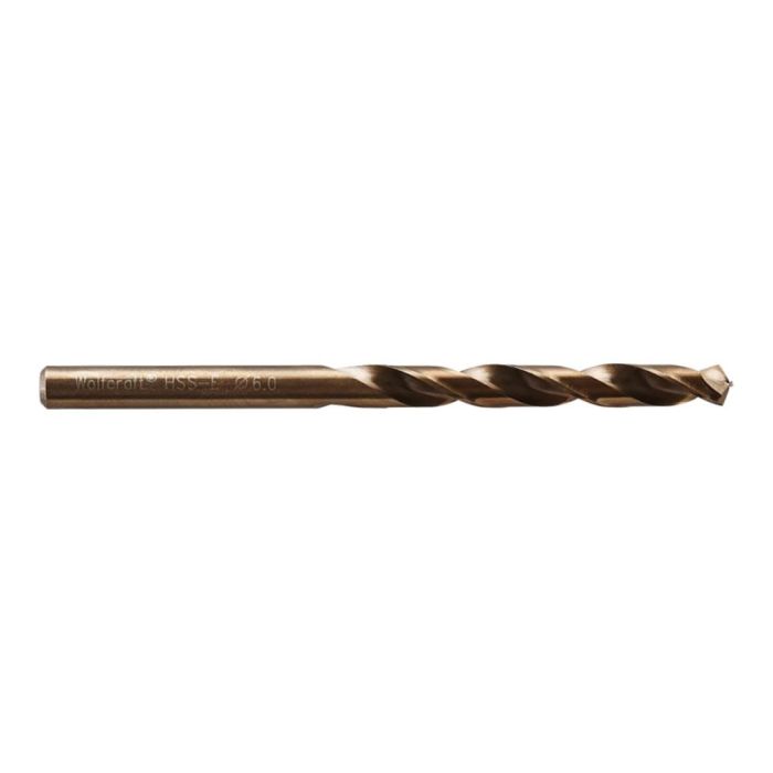 Wolfcraft Broca para Metal HSS Cobalto Rectificada ø6x93mm para Acero Inoxidable y Materiales Duros, Longitud Trabajo 57mm, Punta 130° Wolfcraft Broca para Metal HSS Cobalto Rectificada ø6x93mm para Acero Inoxidable y Materiales Duros, Longitud Trabajo 57mm, Punta 130°
