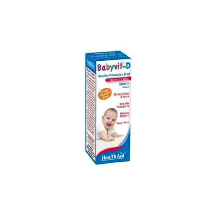 HEALTH AID Baby Vit Vitamina D3 en Gotas 50ml Sabor Naranja para el Crecimiento y Huesos de Bebés y Niños