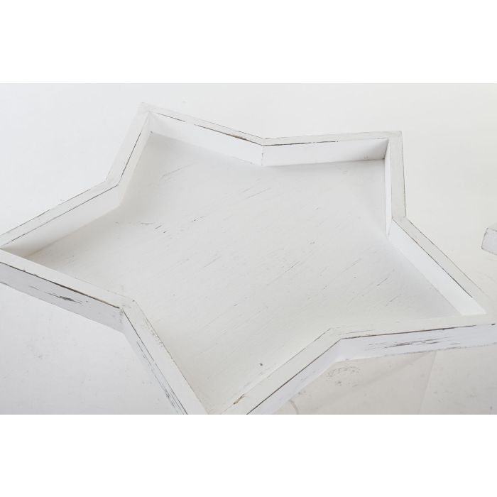 DKD Home Decor Centro de Mesa Shabby Blanco Madera Set de 3 Piezas 54 x 3 x 57 cm 1