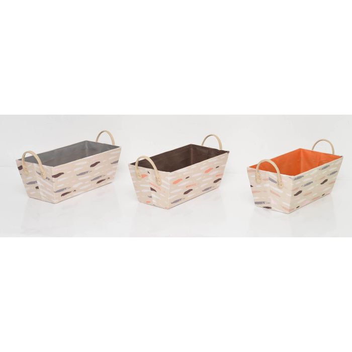 DKD Home Decor Cesta de Almacenaje Básicos Poliéster 19x15x40 cm - Pack de 6 Unidades (Colores Surtidos: Gris, Burdeos, Naranja)