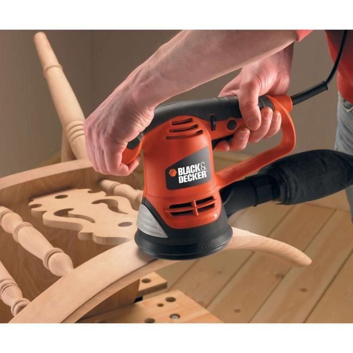 Black + Decker KA191EK Lijadora orbital aleatoria 125mm 480W, velocidad variable, ergonómica, incluye 3 discos abrasivos 2 Black + Decker KA191EK Lijadora orbital aleatoria 125mm 480W, velocidad variable, ergonómica, incluye 3 discos abrasivos 2
