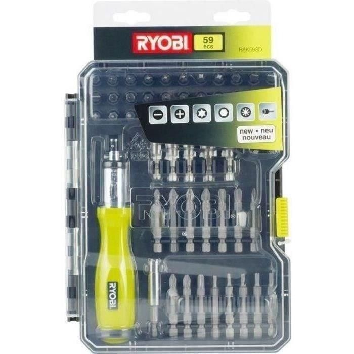 Estuche de 59 Puntas para Atornillar Ryobi RAK59SD / Incluye Destornillador