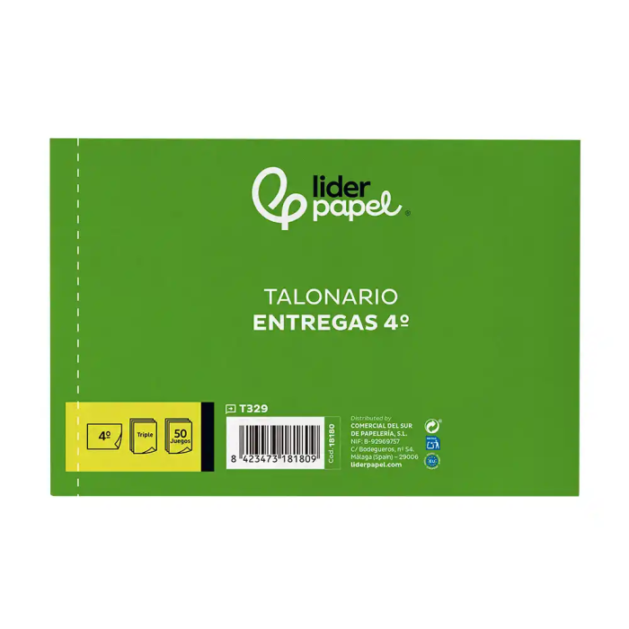 Liderpapel T329 Talonario de Entregas Cuarto Apaisado con 2 Copias (210 x 144 mm) 1