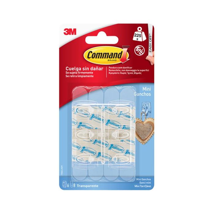 3M Command Blister 6 Miniganchos Adhesivos Transparentes Hasta 225g, Tecnología Adhesiva de 3M, 17006CLR 710027363 1 3M Command Blister 6 Miniganchos Adhesivos Transparentes Hasta 225g, Tecnología Adhesiva de 3M, 17006CLR 710027363 1