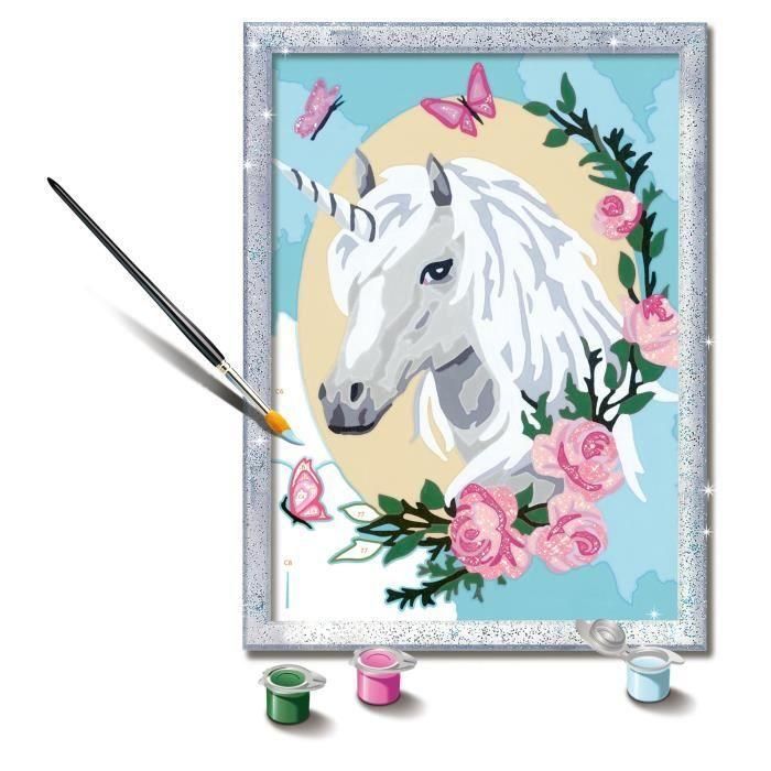Ravensburger RAV00025834 Kit de pintura por números CreArt Kids "Unicornio florido" (18 x 24 cm), a partir de 9 años 1