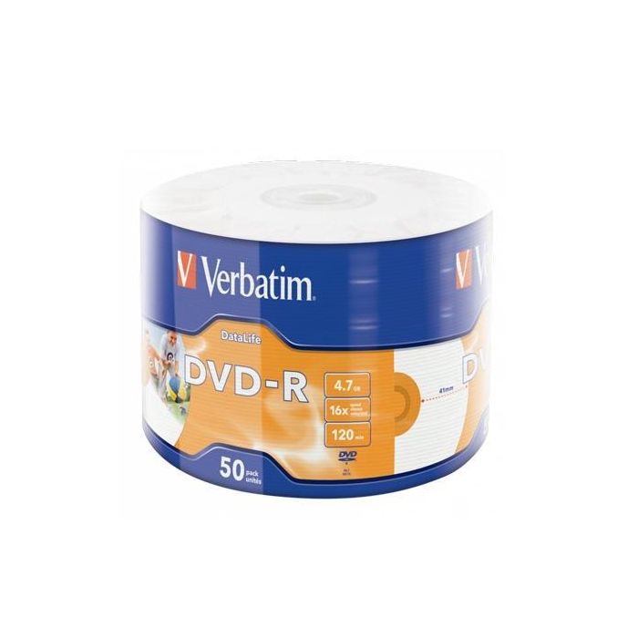 Verbatim Dvd-R, 4,7 grb, 16X, 50 Pack Spindle, Datalife Plus Wide Inkjet Printable Professional Verbatim Dvd-R, 4,7 grb, 16X, 50 Pack Spindle, Datalife Plus Wide Inkjet Printable Professional