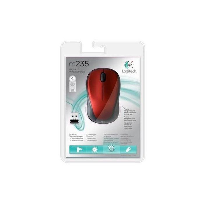 Logitech M235 Ratón Inalámbrico 2.4 GHz Óptico 1000 DPI con Nano Receptor, 1 Año Pila, Multi-OS, Compacto - Rojo 3 Logitech M235 Ratón Inalámbrico 2.4 GHz Óptico 1000 DPI con Nano Receptor, 1 Año Pila, Multi-OS, Compacto - Rojo 3