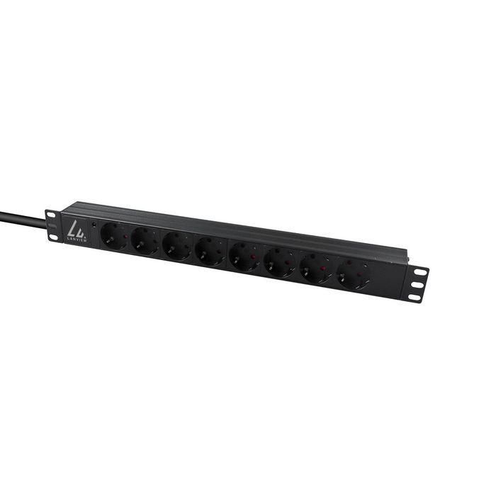 Lanview 19'' rack mount power strip, 3m, 16A with 8 x Schuko type F socket 1 Lanview 19'' rack mount power strip, 3m, 16A with 8 x Schuko type F socket 1