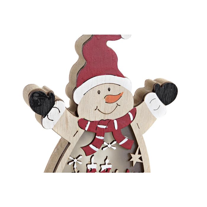 DKD Home Decor Decoración Colgante Navidad Tradicional LED Papá Noel MDF Rojo Blanco 2x24x12cm (24 Uds) 2