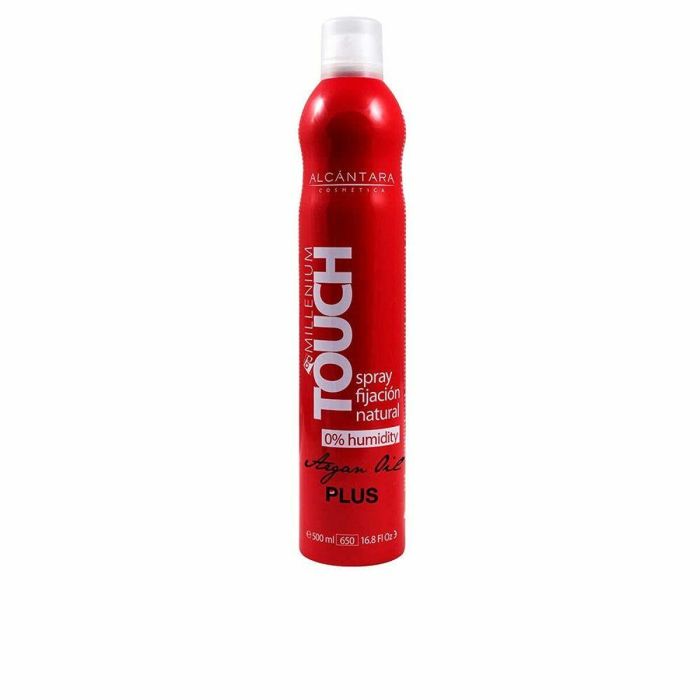 Alcantara MILENIUM TOUCH Laca de Pelo Fijación Fuerte 500 ml Spray con Aceite de Argán para Todo Tipo de Cabello y Brillo Natural