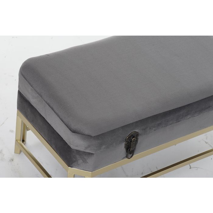 DKD Home Decor Descalzadora Glam de Terciopelo y Metal, Set de 2 unidades, Colores Gris y Dorado, Dimensiones 40x47x80 cm, Altura Asiento 47 cm 2 DKD Home Decor Descalzadora Glam de Terciopelo y Metal, Set de 2 unidades, Colores Gris y Dorado, Dimensiones 40x47x80 cm, Altura Asiento 47 cm 2