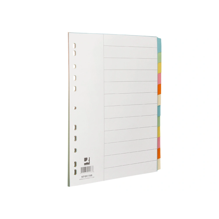 Q-connect Separadores DIN A4 Cartulina Multitaladro Juego 12 Unidades Colores Pastel Índice 5