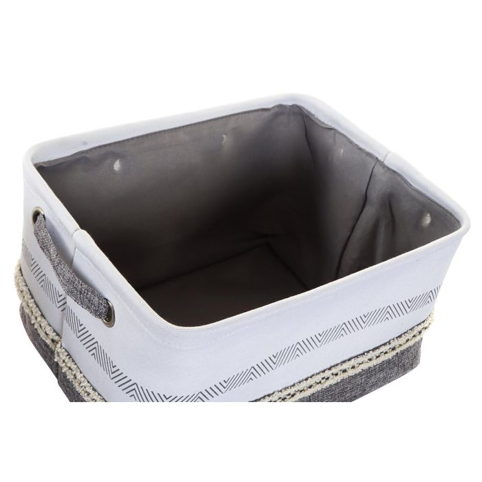 DKD Home Decor Cesta Decorativa Boho de Poliéster Rosa Palo Gris 34x27x20 cm Juego de 4 Unidades 3