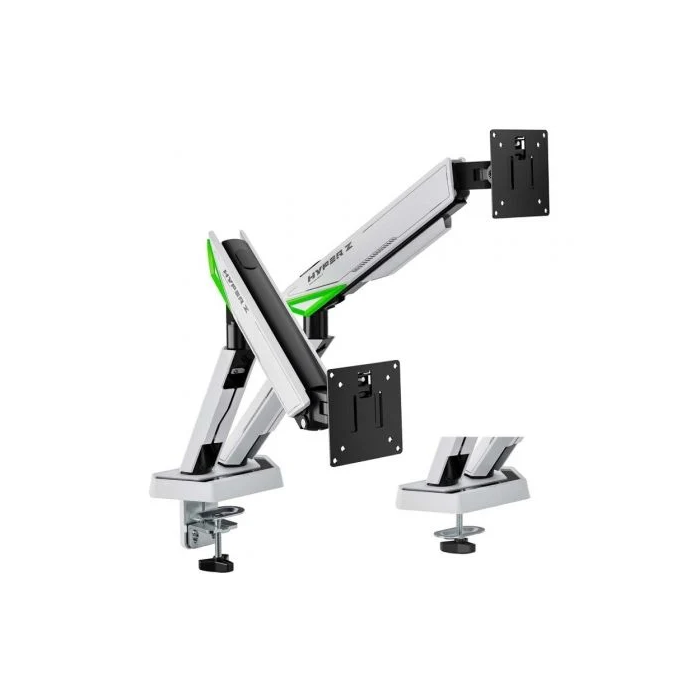 AISENS - SOPORTE DE MESA GAMING CONTRAPESO GIRATORIO E INCLINABLE PARA MONITOR/TV 16KG (3 PIVOTES, 2 BRAZOS) DE 17-38, NEGRO-BLANCO