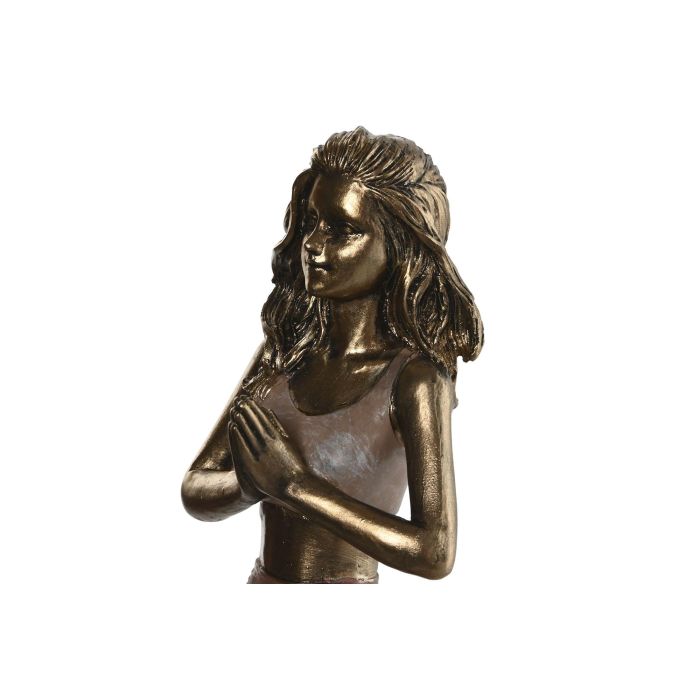 DKD Home Decor Figura Resina Yoga Chica Rosa Oscuro Dorado 6 x 17.5 x 19 cm (3 Unidades) 2