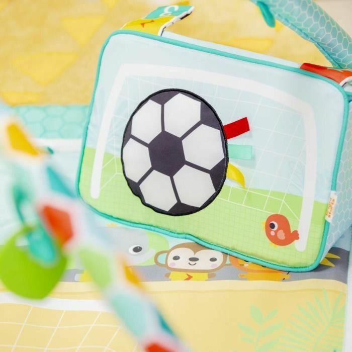 Bright Starts BS0074451171657 Tapete de Actividades de Fútbol, Arco de Juego con Juguetes Desmontables, Música y Luces, dimensiones: 47 x 74 x 74 1