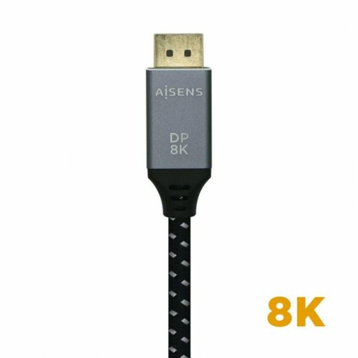 AISENS - CABLE DISPLAYPORT V1.4 8K@60HZ, DP/M-DP/M, GRIS/NEGRO, 2.0M 2