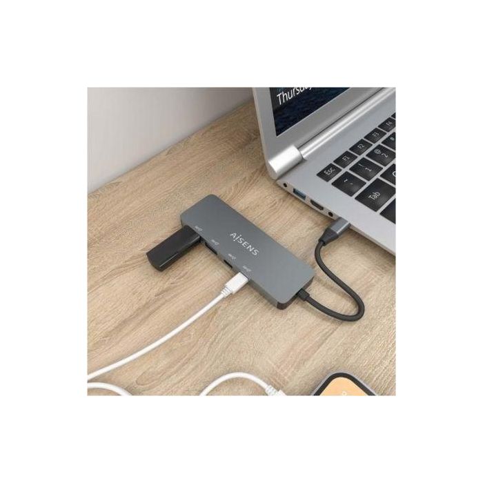 Hub USB Tipo-C Aisens A109-0694/ 2xUSB/ 2xUSB Tipo-C/ Gris 4 Hub USB Tipo-C Aisens A109-0694/ 2xUSB/ 2xUSB Tipo-C/ Gris 4