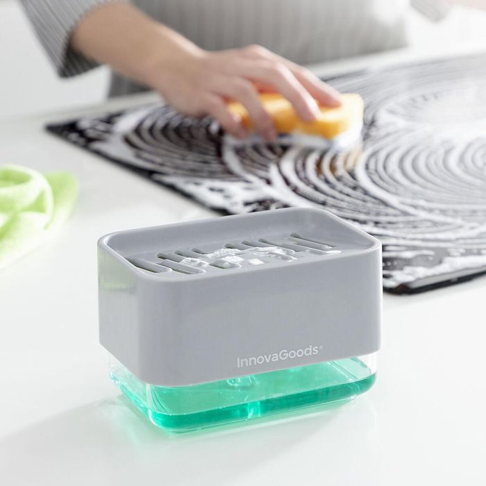 Dispensador de Jabón 2 en 1 para Fregadero Pushoap InnovaGoods 4 Dispensador de Jabón 2 en 1 para Fregadero Pushoap InnovaGoods 4