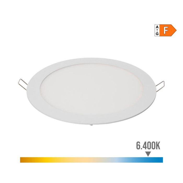 Edm Downlight LED Empotrable Redondo 20W Luz Fría 6400K 1500lm Blanco Ø22,5 cm