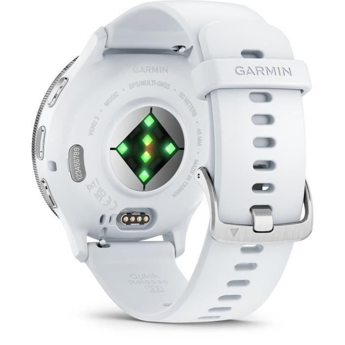 Reloj GPS conectado - GARMIN - Venu 3 - WiFi - 35,4 mm (1.4) - Acero plateado, caja blanca y correa de silicona blanca 3