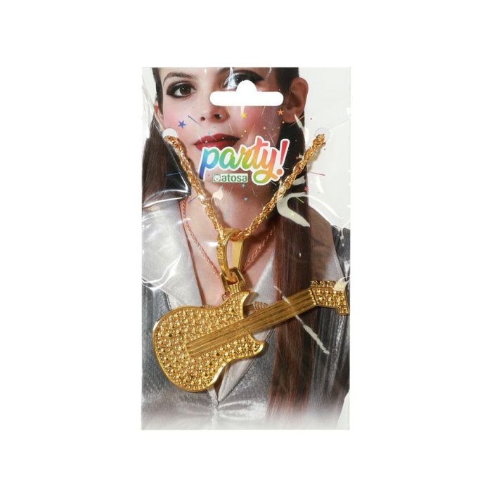 Collar Carnaval Dorado Estrella De Rock Guitarra Mujer Adulto 1