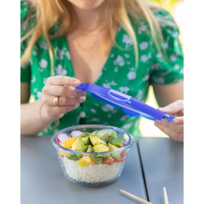 Pyrex PYR3426470286220 Juego de 3 Fiambreras de Vidrio Redondas con Tapa Hermética 0.7 L 2