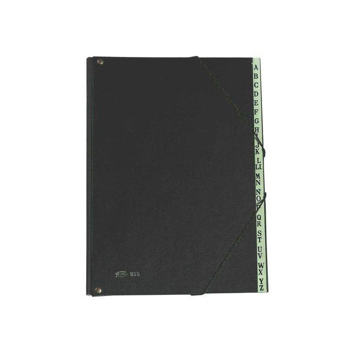 Clasificador Lomo Fuelle Pardo Pvc Fº 18 Dptos.Gomas Alfabetico Negro