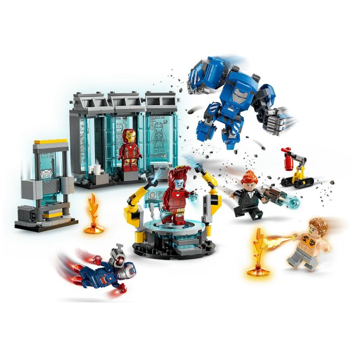LEGO 76315 Laboratorio Iron Man: Sala de Armaduras Marvel Vengadores con Minifiguras MK1, MK43, MK6, Pepper Potts y Aldrich Killian 3